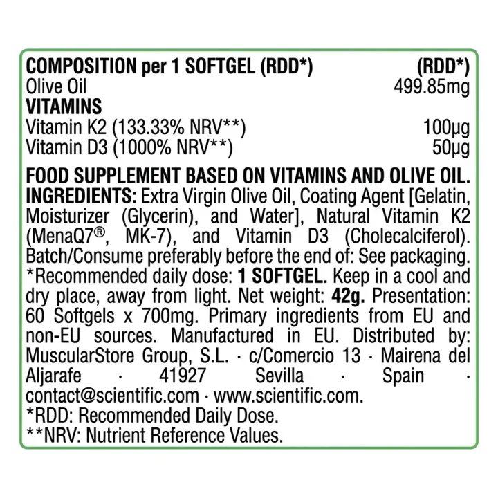 Vitamin D3 2000IU + K2 100MCG 60 Softgels