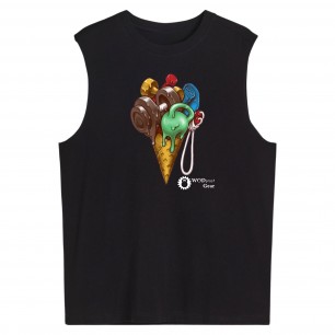 Black Melting Ice-cream sleeveless Shirt